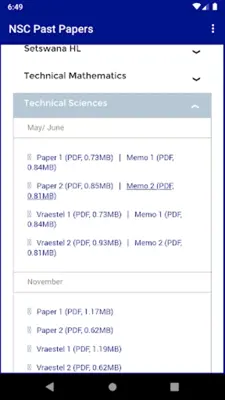 NSC Past Papers Grade 12 & 11 android App screenshot 2